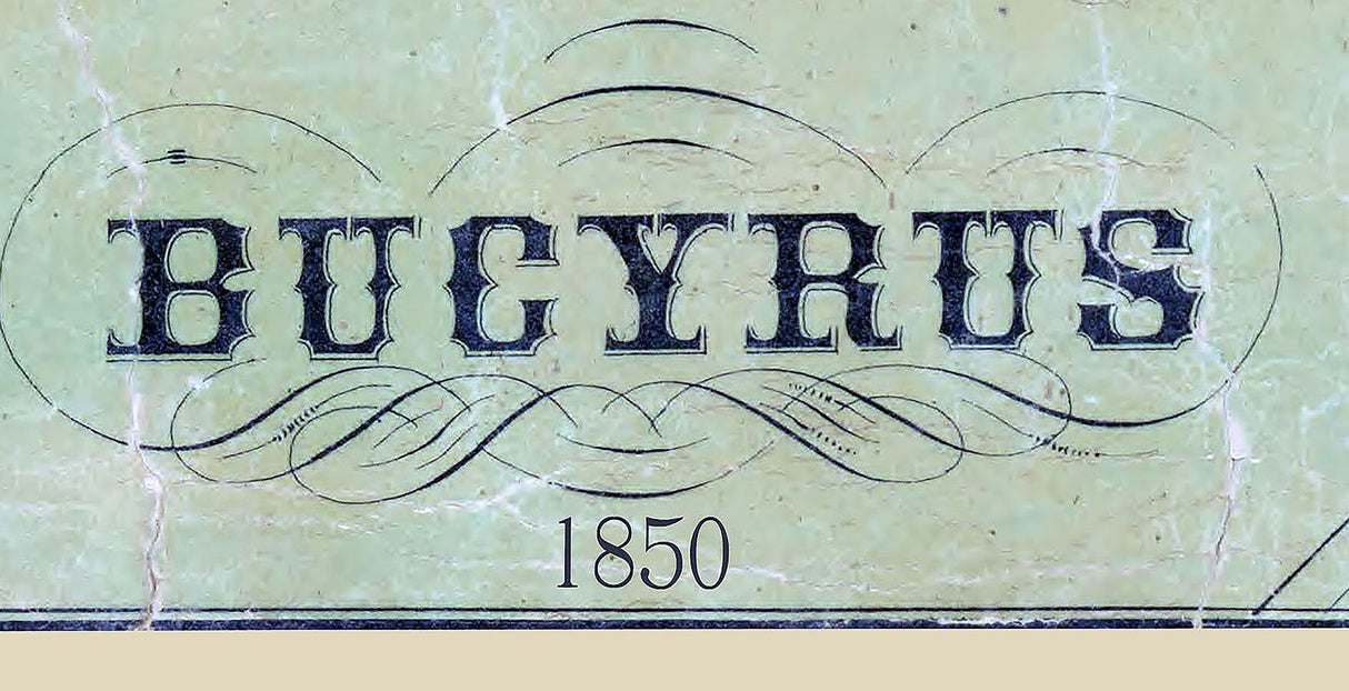 1850 Map of Bucyrus Crawford County Ohio