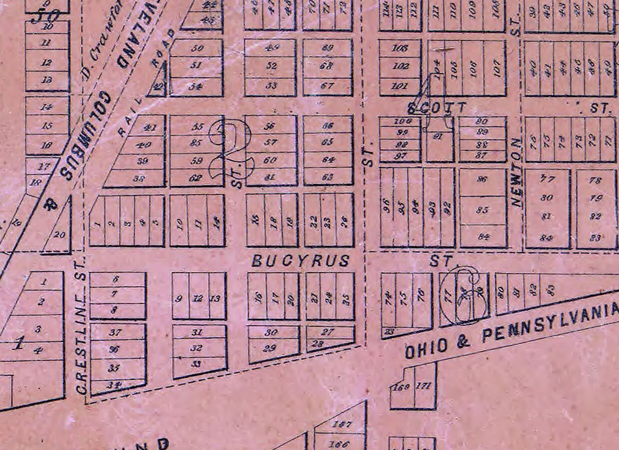 1850 Map of Crestline Crawford County Ohio