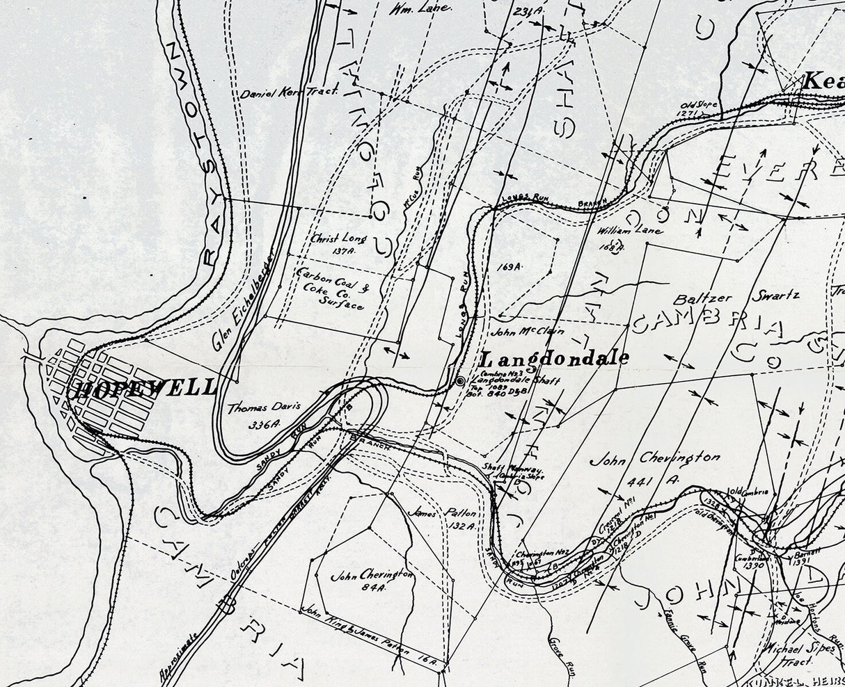 1912 Map of Broad Top Coal Field Huntingdon Bedford and Fulton County Pa