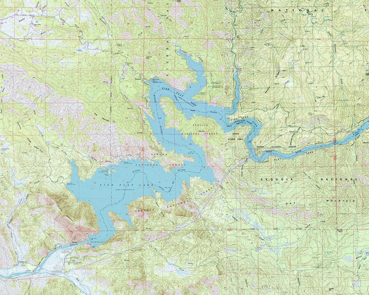 1987 Map of Pine Flat Lake California