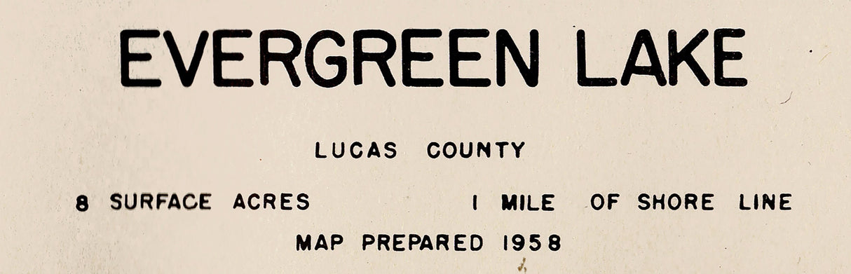 1958 Map of Evergreen Lake Lucas County Ohio