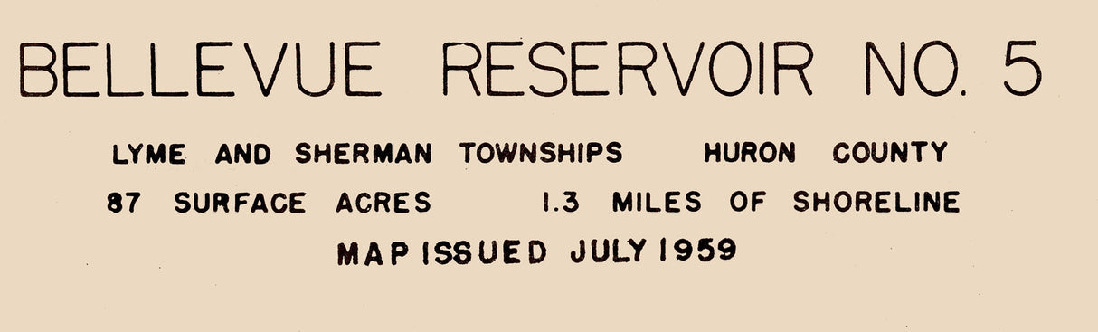 1959 Map of Bellevue Reservoir 5 Huron County Ohio