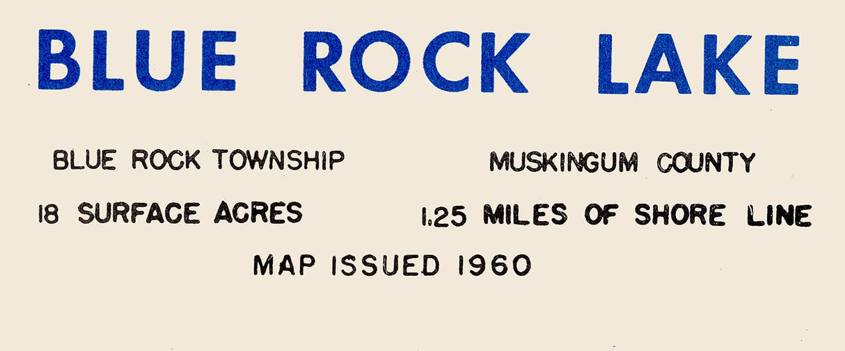1960 Map of Blue Rock Lake Muskingum County Ohio