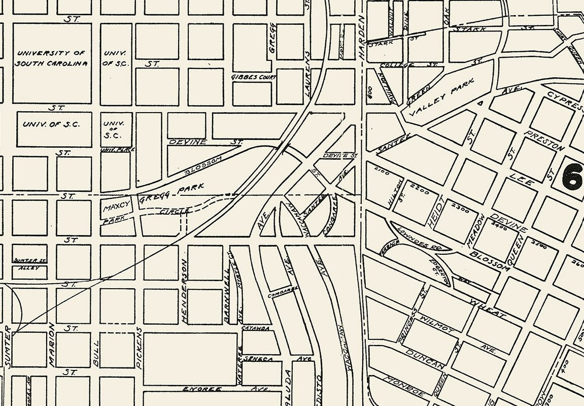 1941 Map of Columbia South Carolina