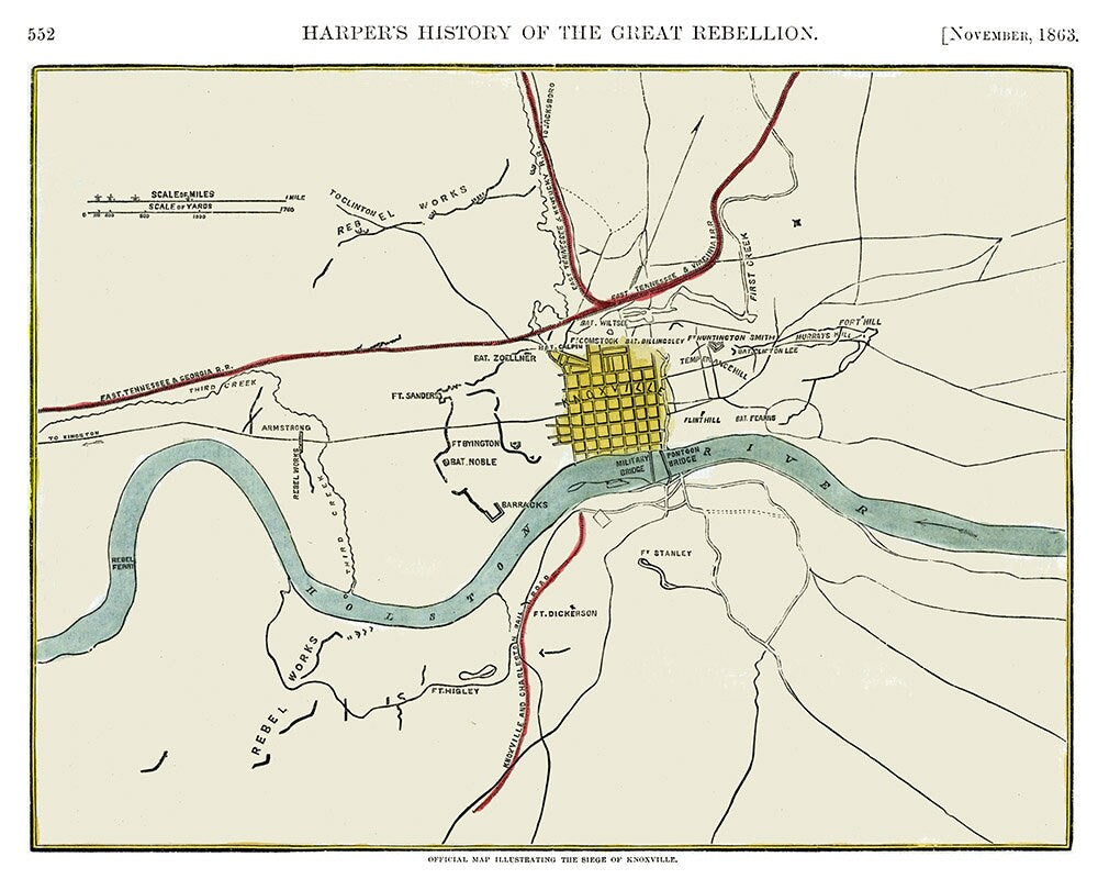 1863 Map of Knoxville Tennessee