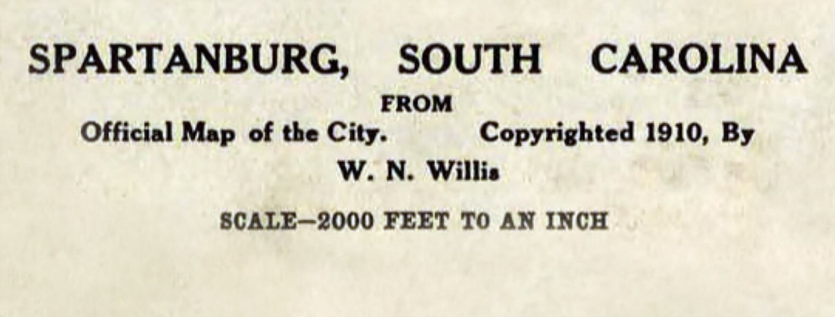 1910 Map of the City of Spartanburg South Carolina