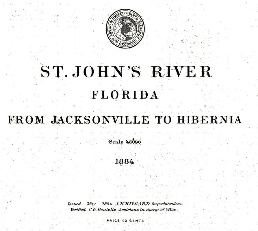 1884 Nautical Map of the Saint Johns River Florida Jacksonville to Hibernia