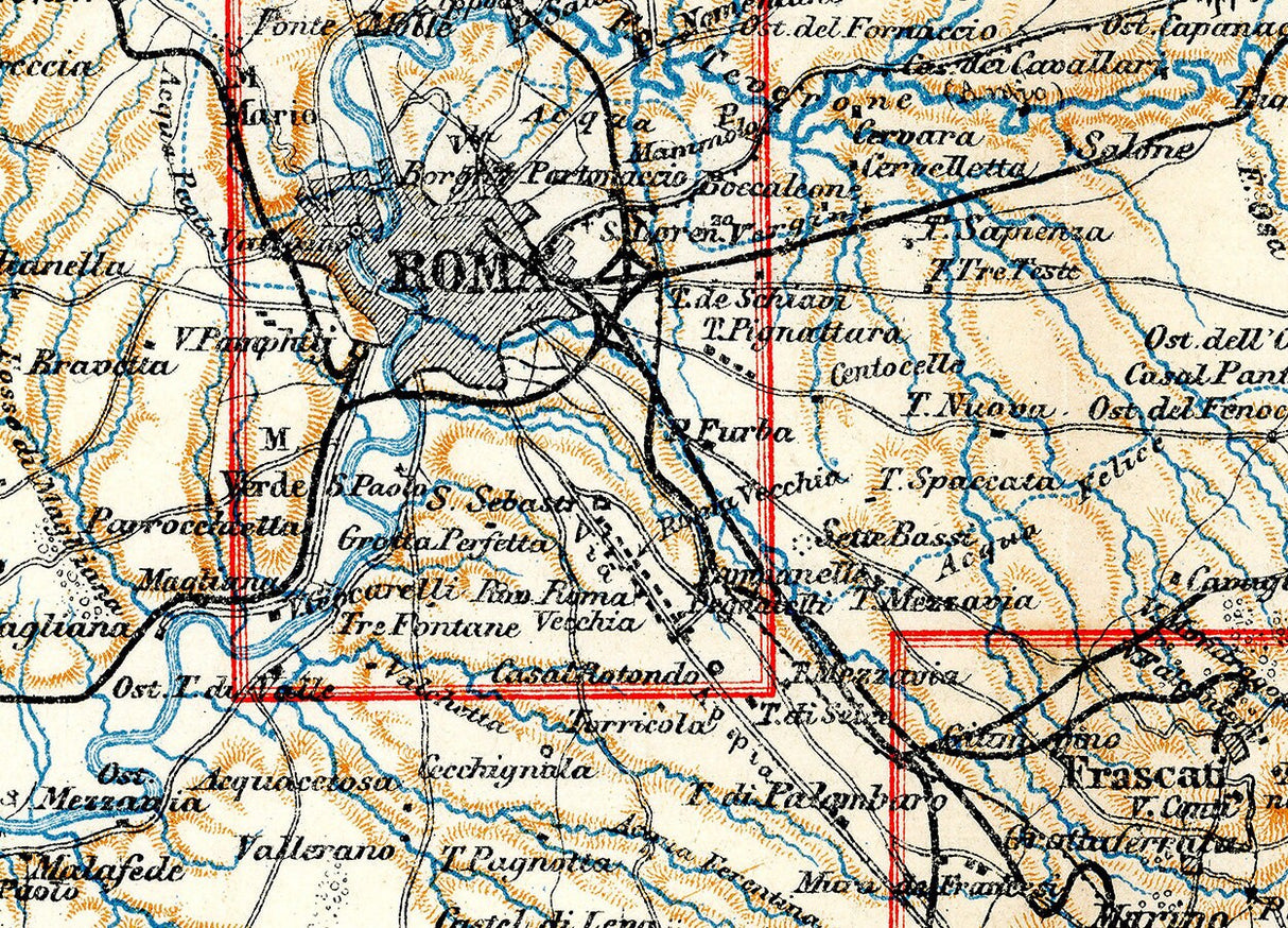 1910 Baedeker Map of Rome Italy and Environs Campagna Di Roma
