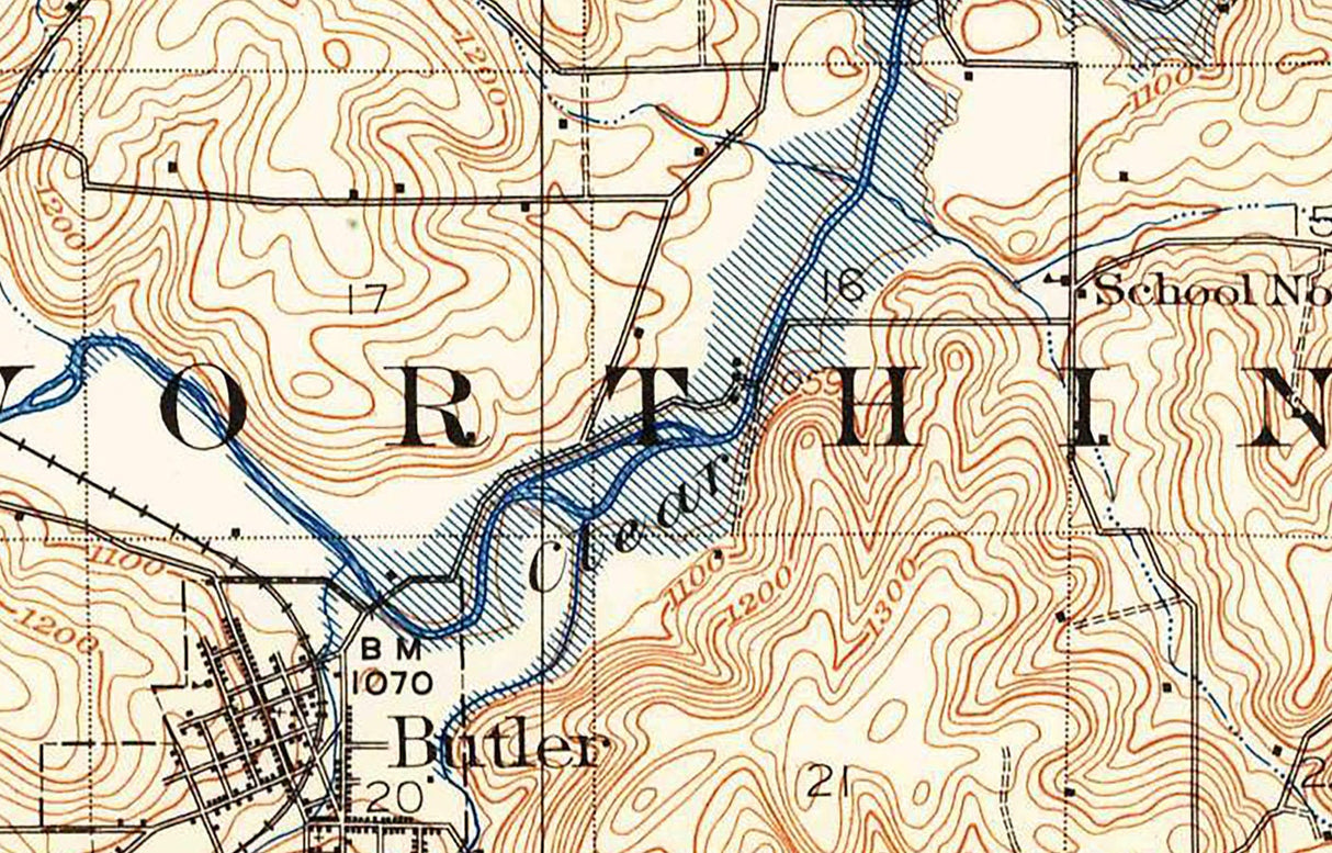 1912 Map of Knox Lake Ohio Butler Perrysville