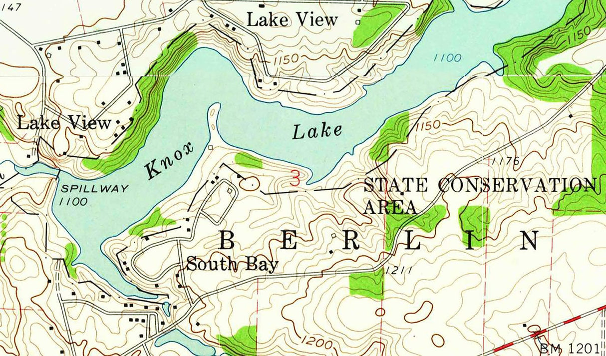 1963 Map of Knox Lake Ohio