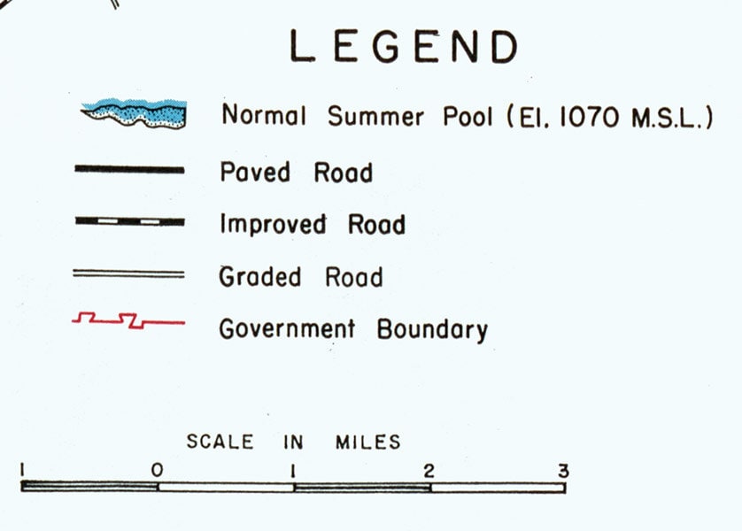 1970 Map of Lake Sidney Lanier Georgia
