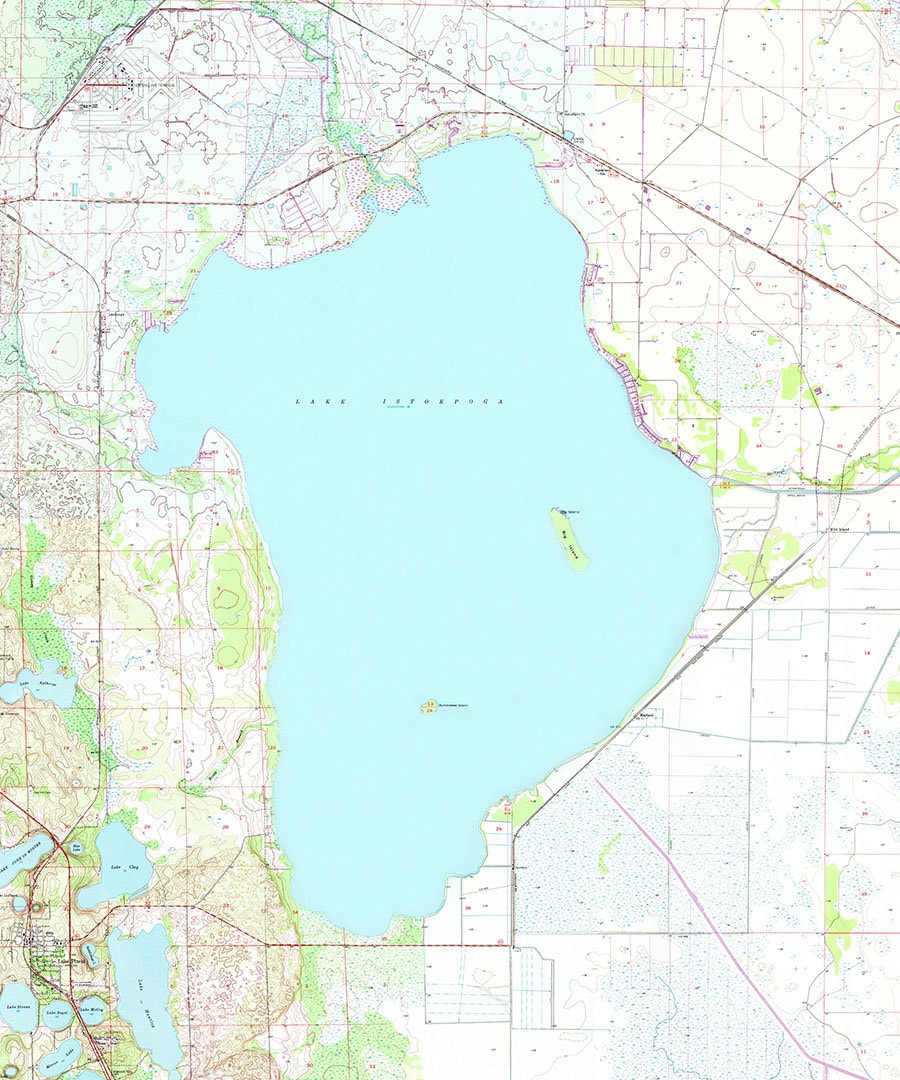 1973 Map of Lake Istokpoga Florida