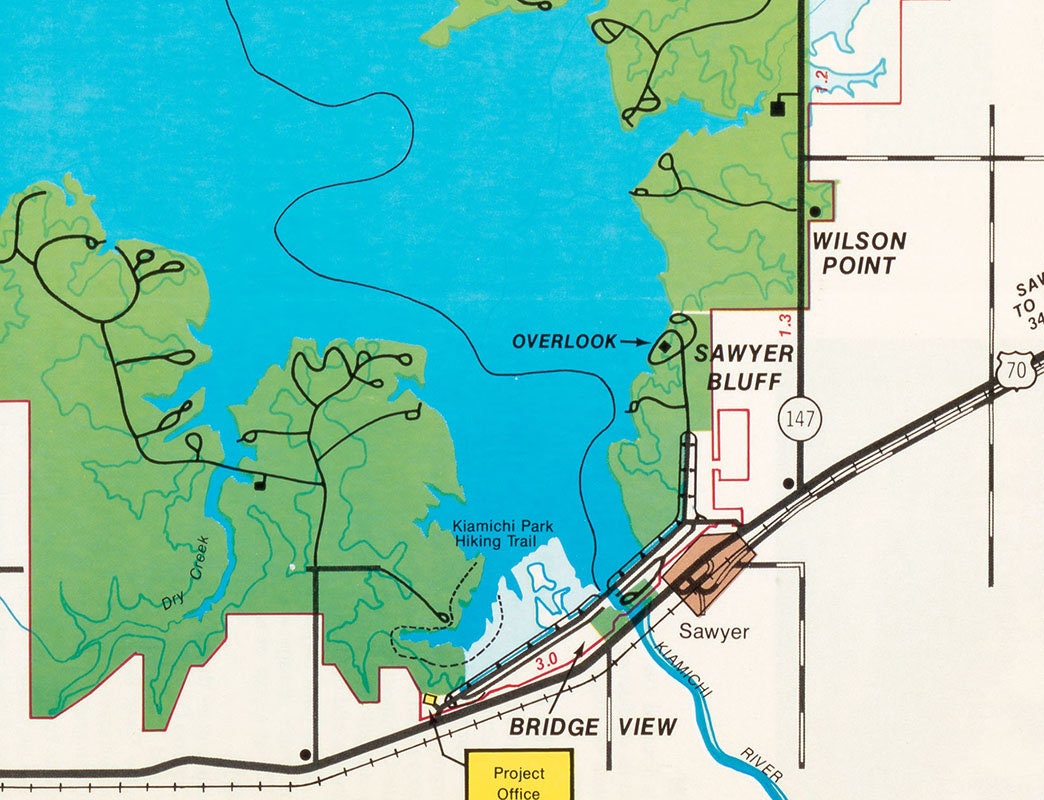 1990 Map of Hugo Lake Oklahoma