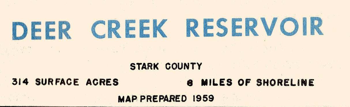 1959 Map of Deer Creek Reservoir Stark County Ohio