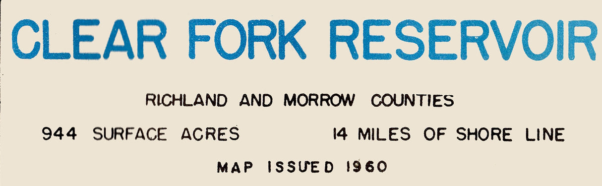 1960 Map of Clear Fork Reservoir Richland and Morrow County Ohio