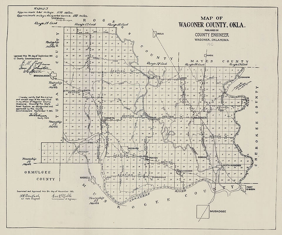 1915 Map of Wagoner County Oklahoma