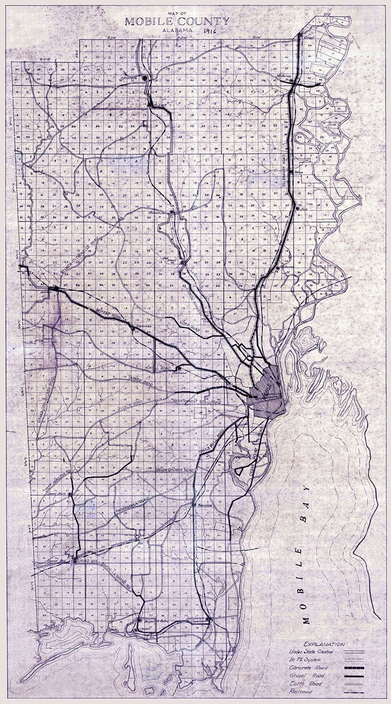 1916 Map of Mobile County Alabama