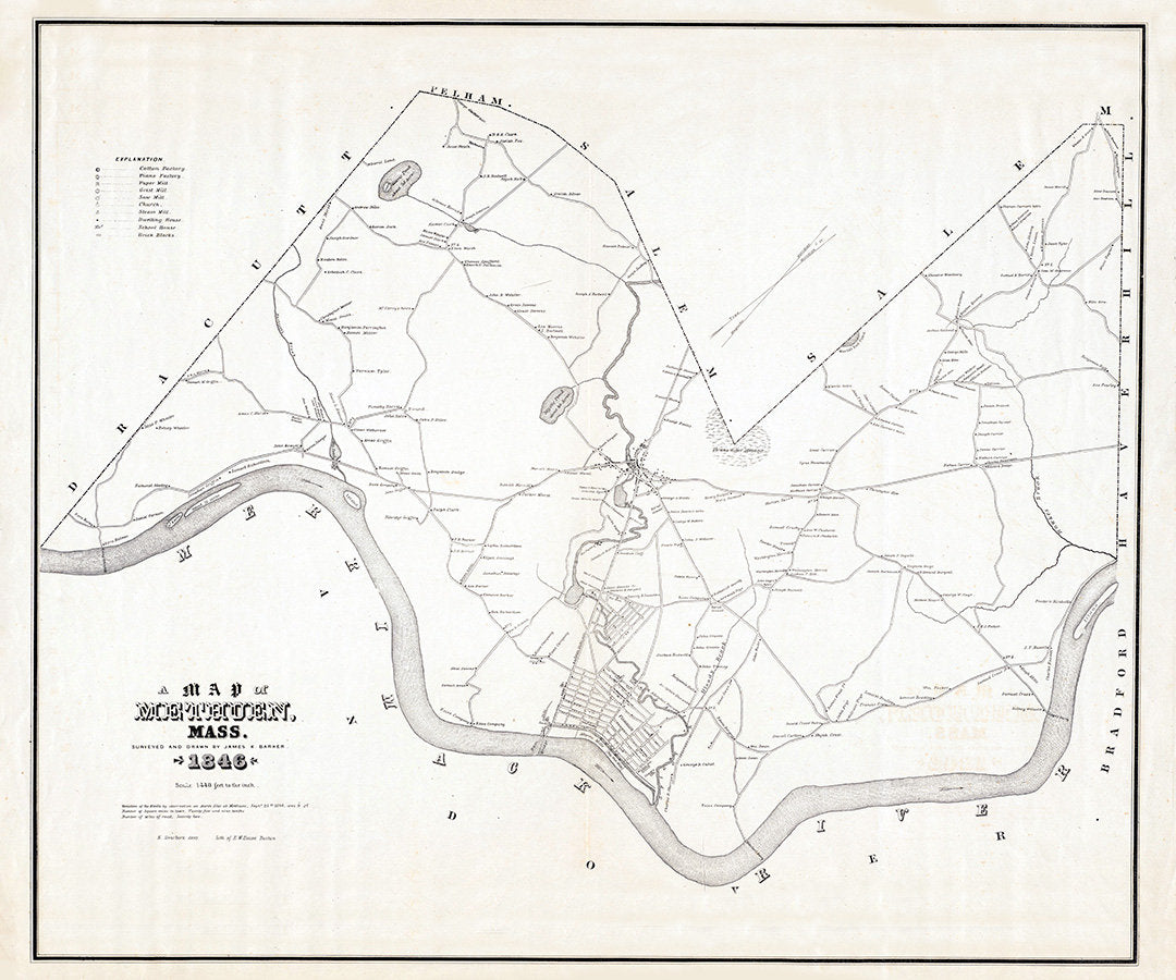 1846 Map of Methuen Massachusetts