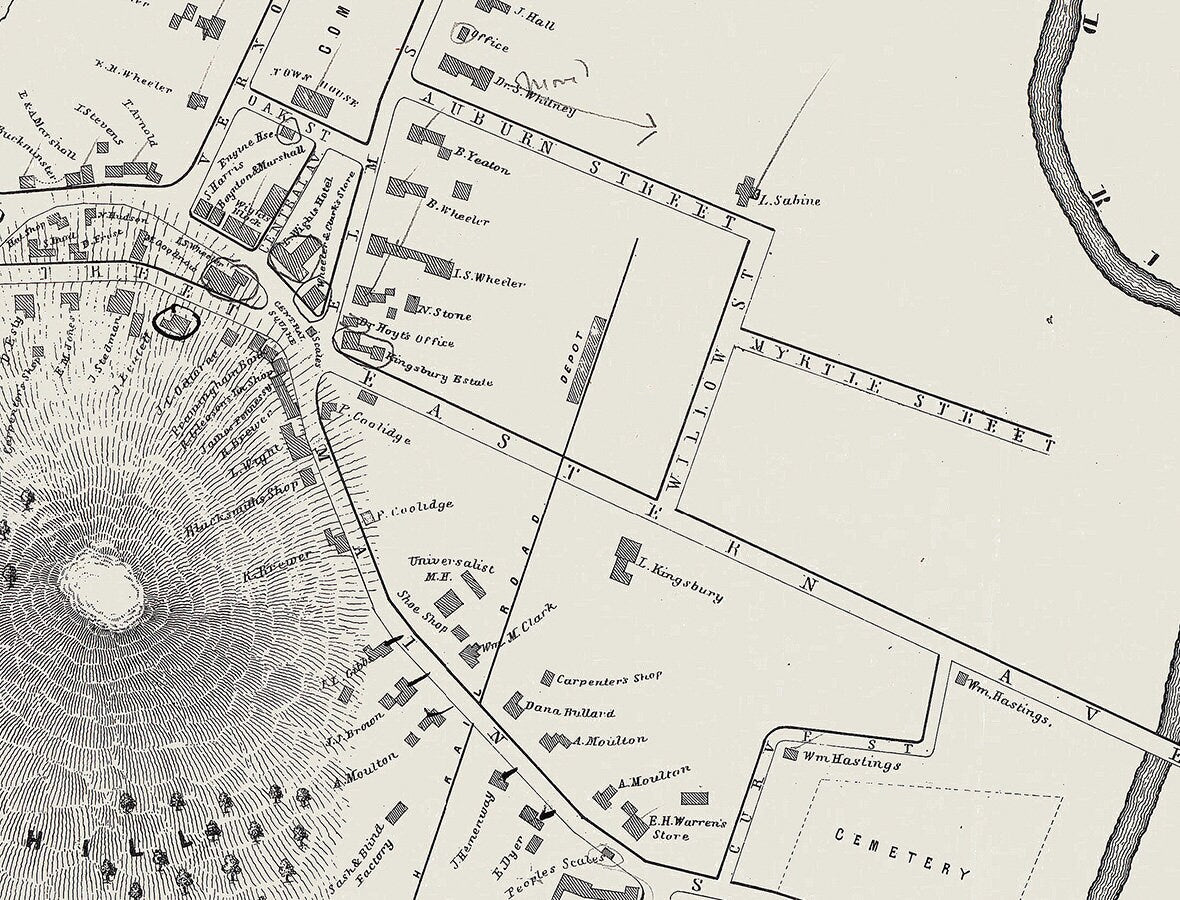 1850 Map of Framingham Massachusetts