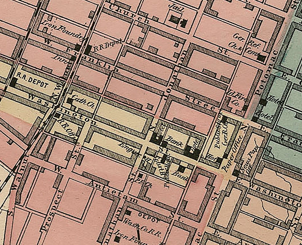 1873 Map of Hagerstown Maryland