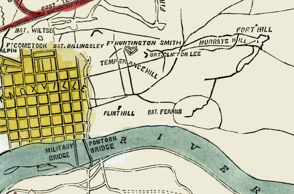 1863 Map of Knoxville Tennessee