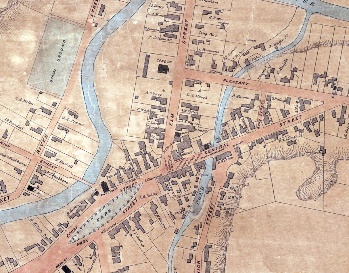 1855 Map of Woodstock Windsor County Vermont