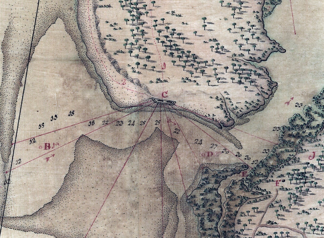 1791 Map of the Saint Johns River Entrance Jacksonville Florida Area