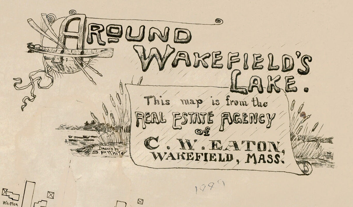 1889 Map of Quannapowitt Lake Wakefield Massachusetts