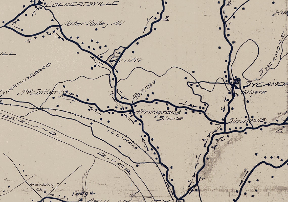 1906 Map of Ashland City Cheatham County Tennessee