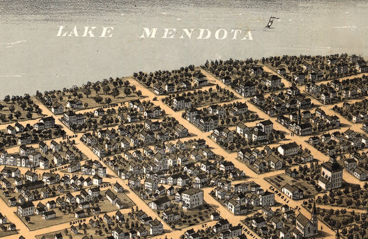 1867 Panoramic Map of Madison Wisconsin