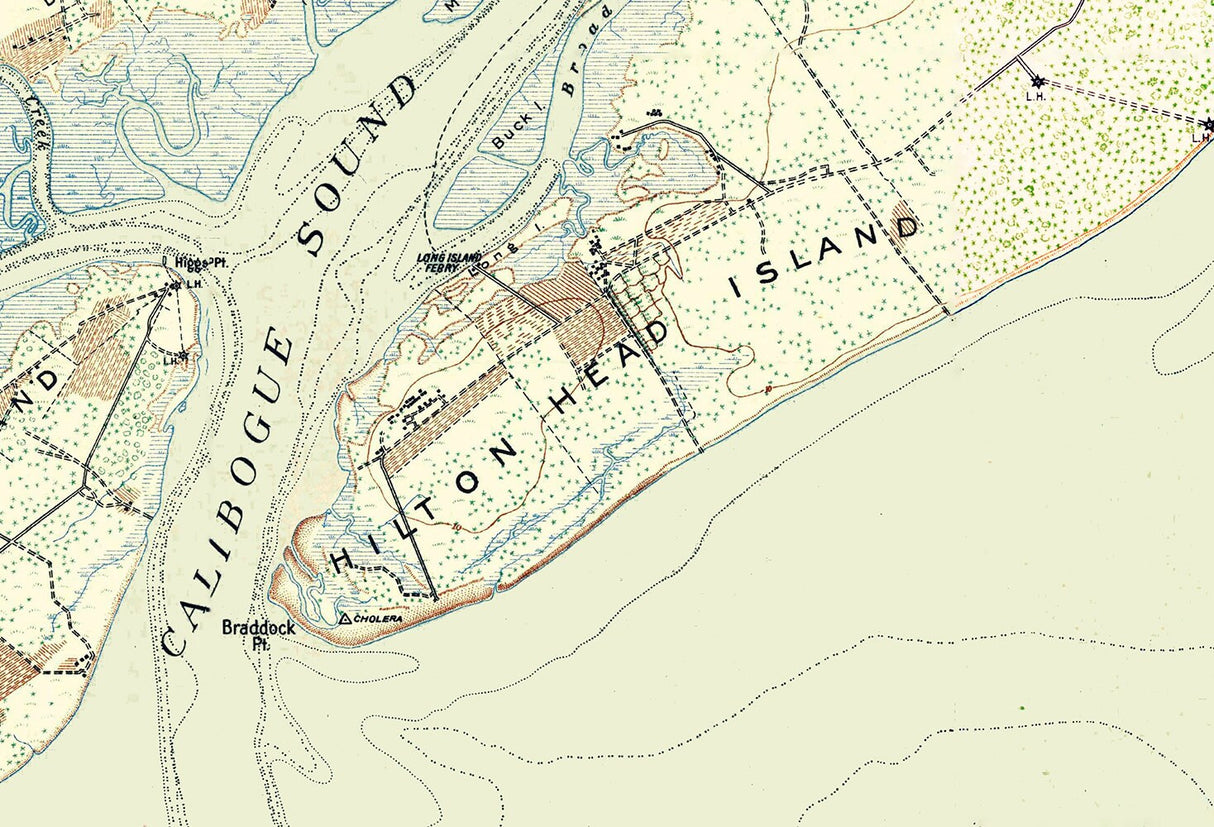 1920 Map of Hilton Head Island South Carolina