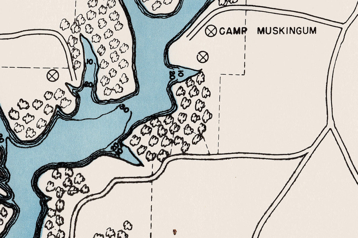 1960 Map of Leesville Lake Carroll County Ohio Camp Muskingum