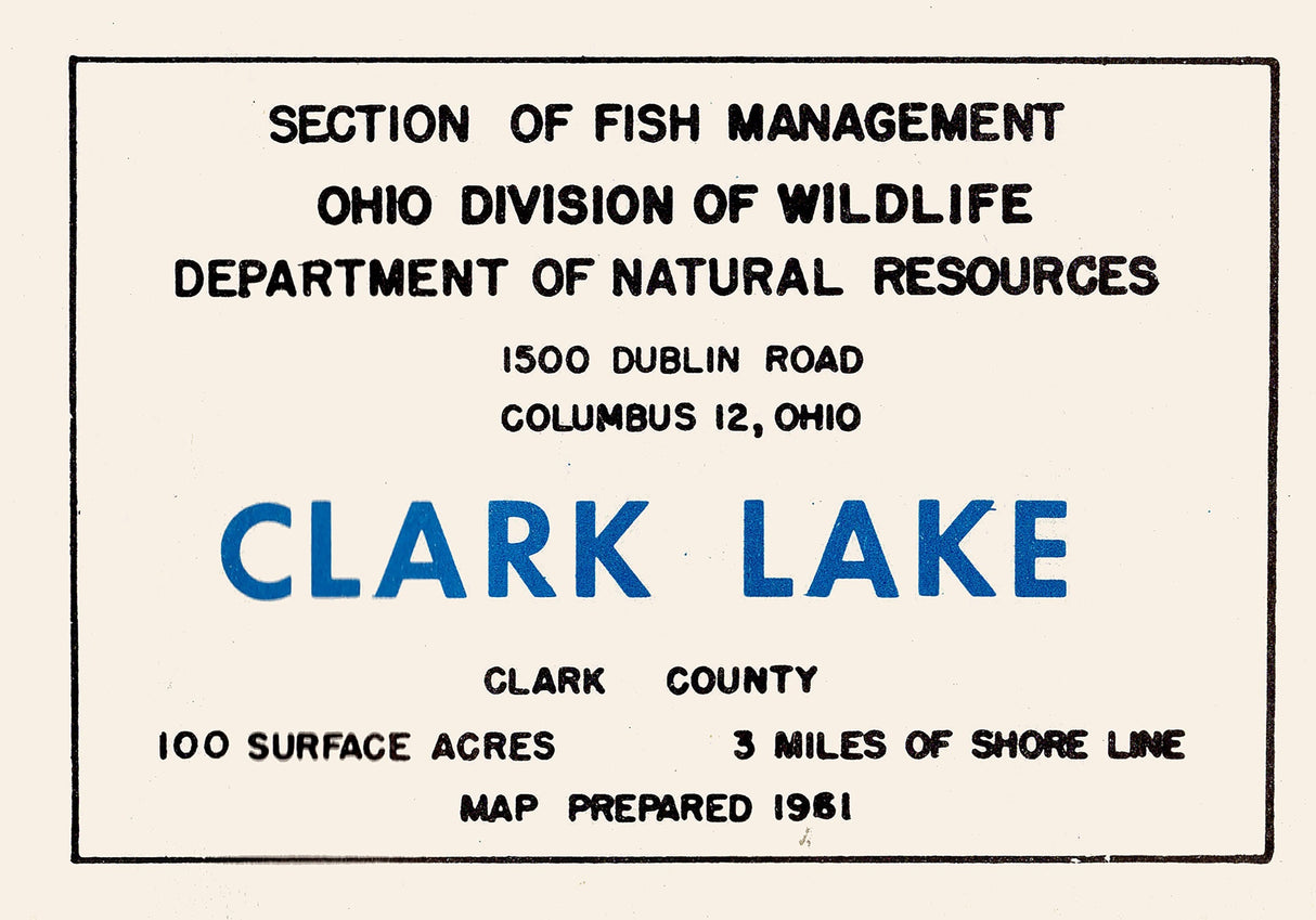 1961 Map of Clark Lake Clark County Ohio