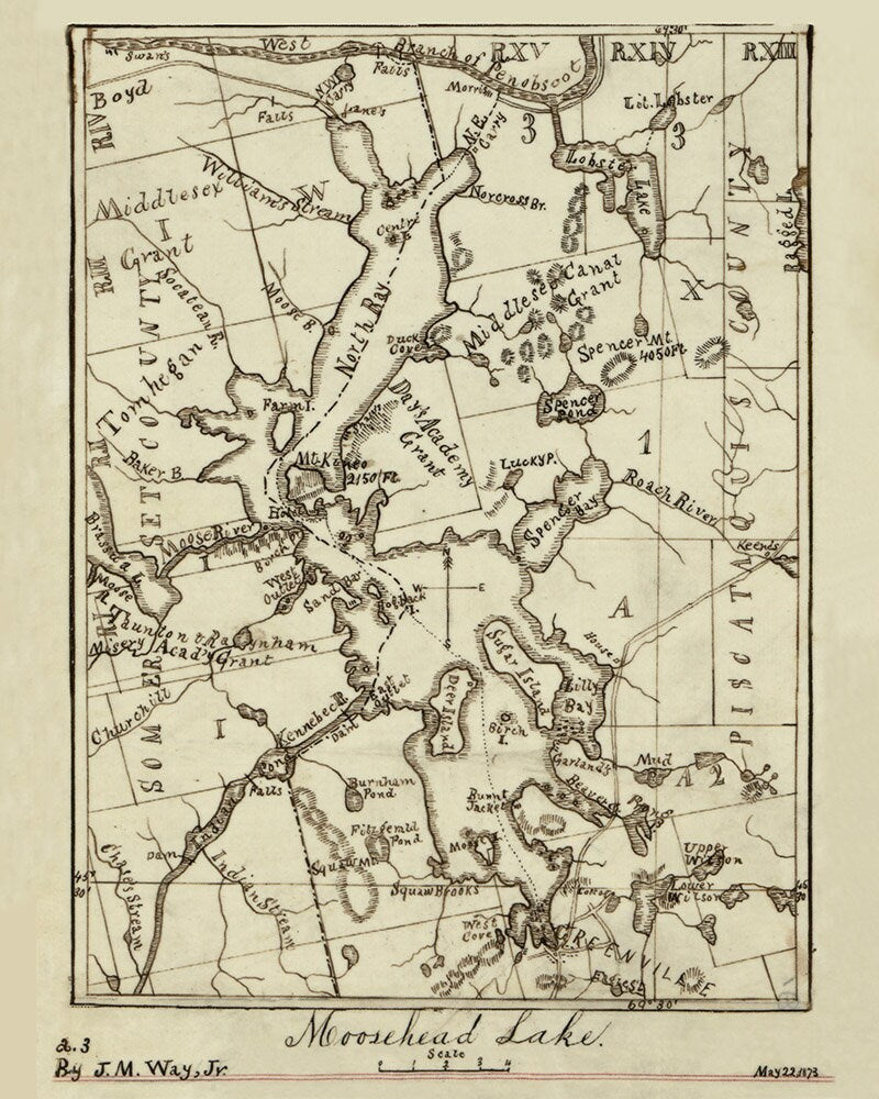 1873 Map of Moosehead Lake Maine