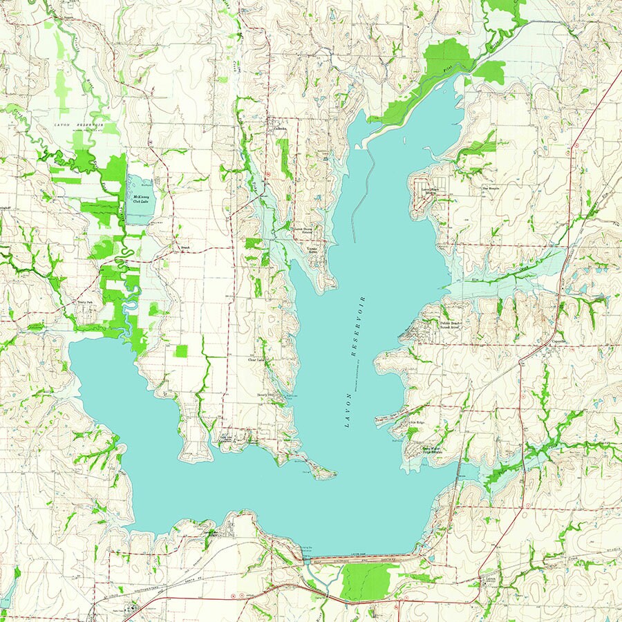 1963 Map of Lavon Lake Texas