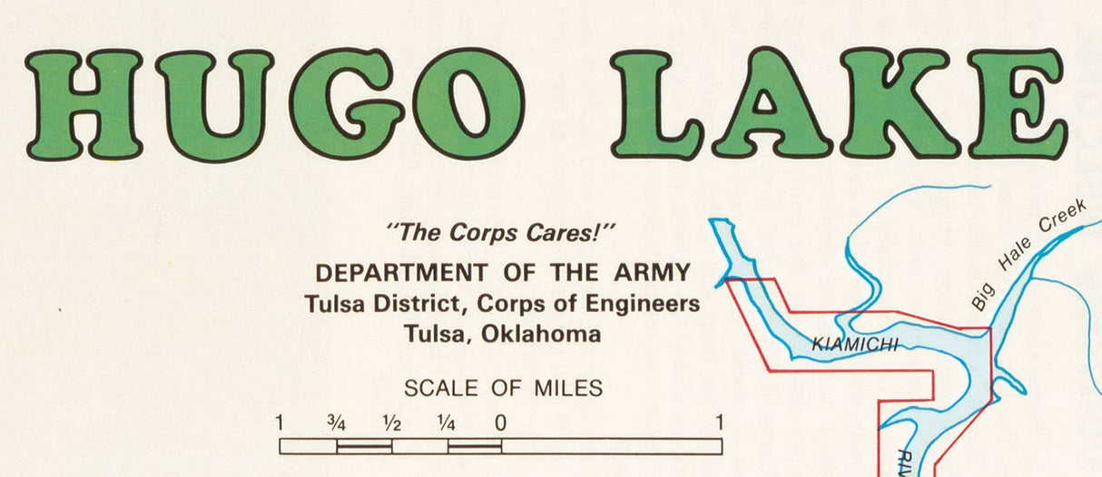 1990 Map of Hugo Lake Oklahoma