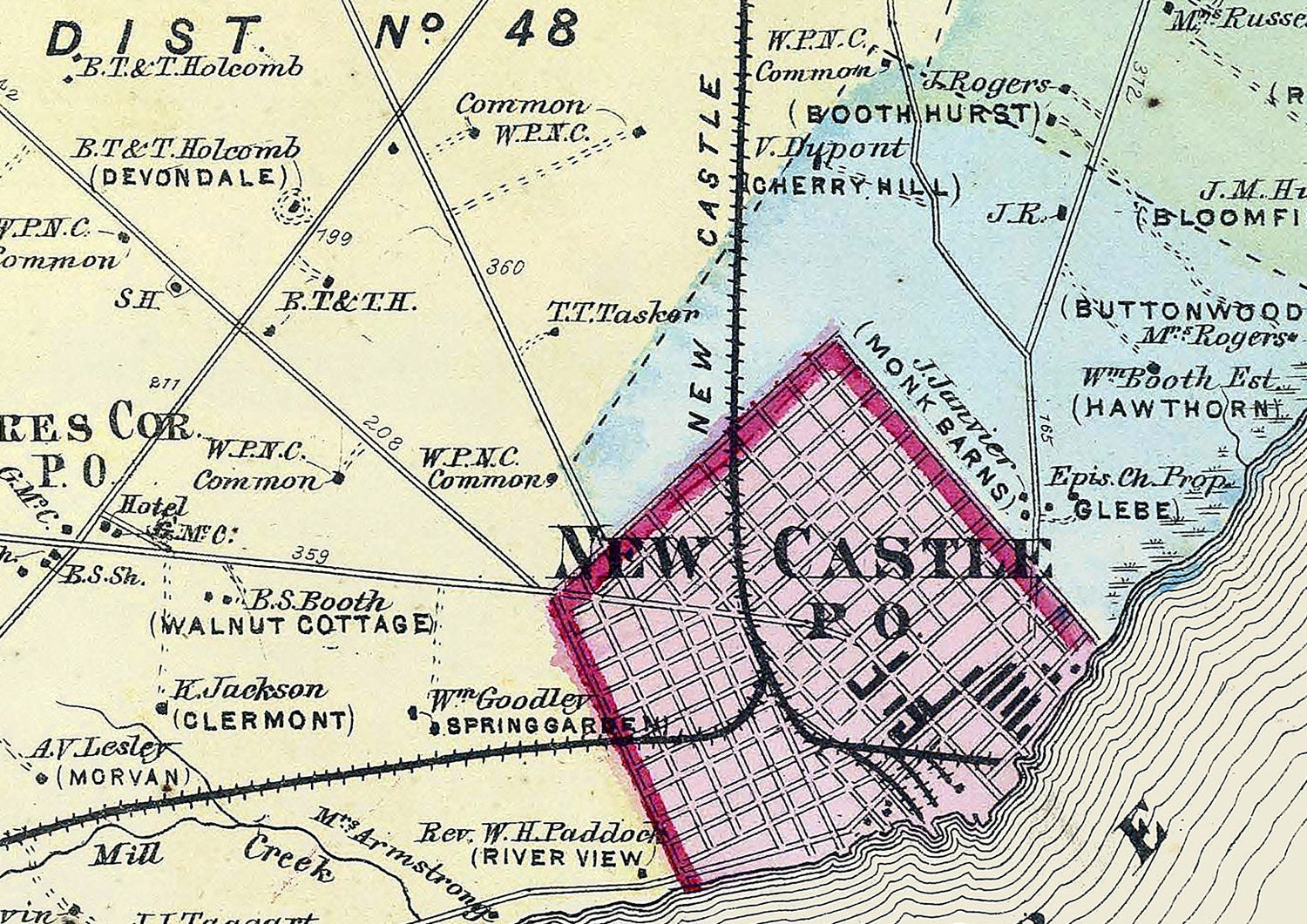 1868 Map of New Castle Hundred New Castle County Delaware