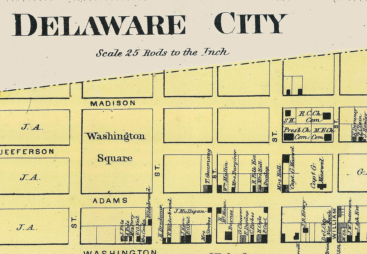 1868 Map of Red Lion New Castle County Delaware & Delaware City