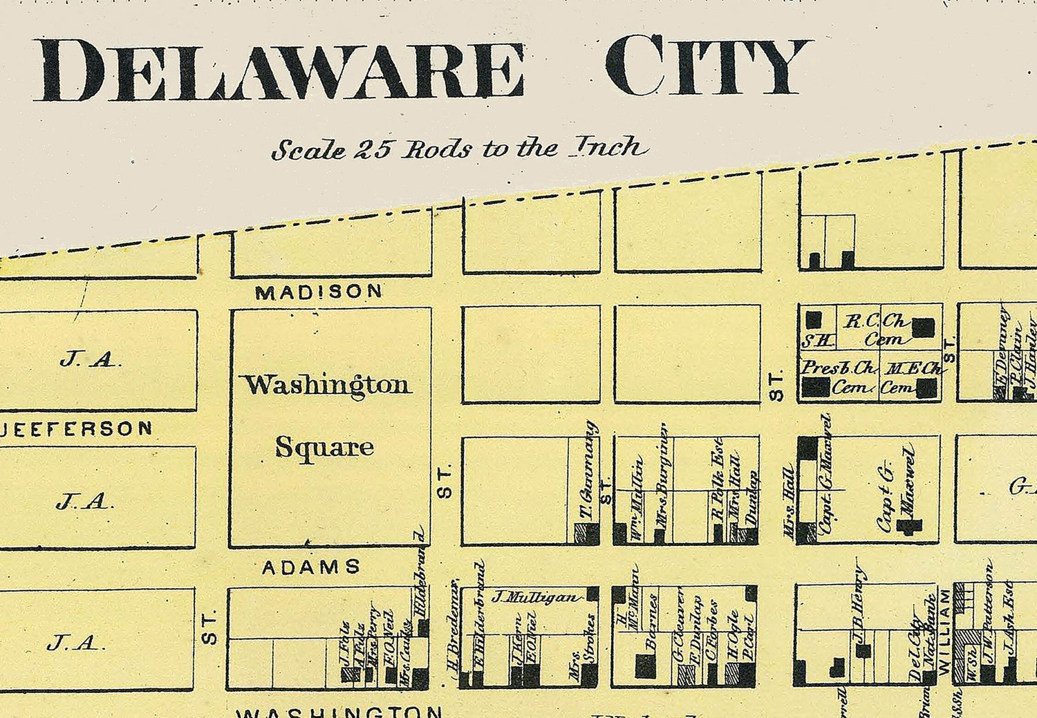 1868 Map of Red Lion New Castle County Delaware & Delaware City