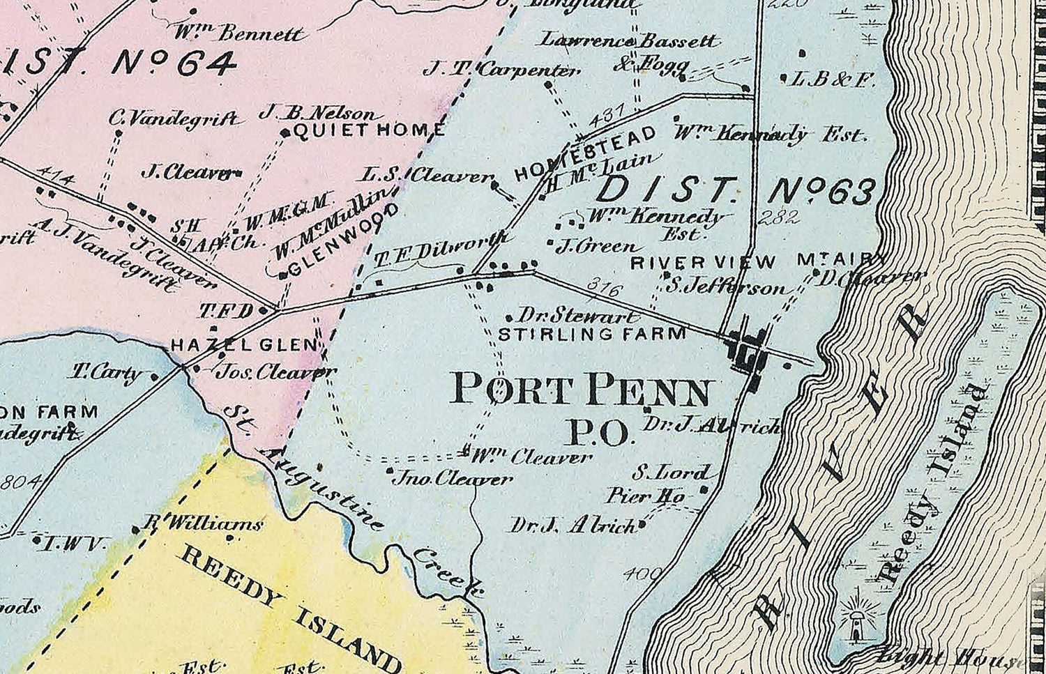 1868 Map of Saint Georges New Castle County Delaware