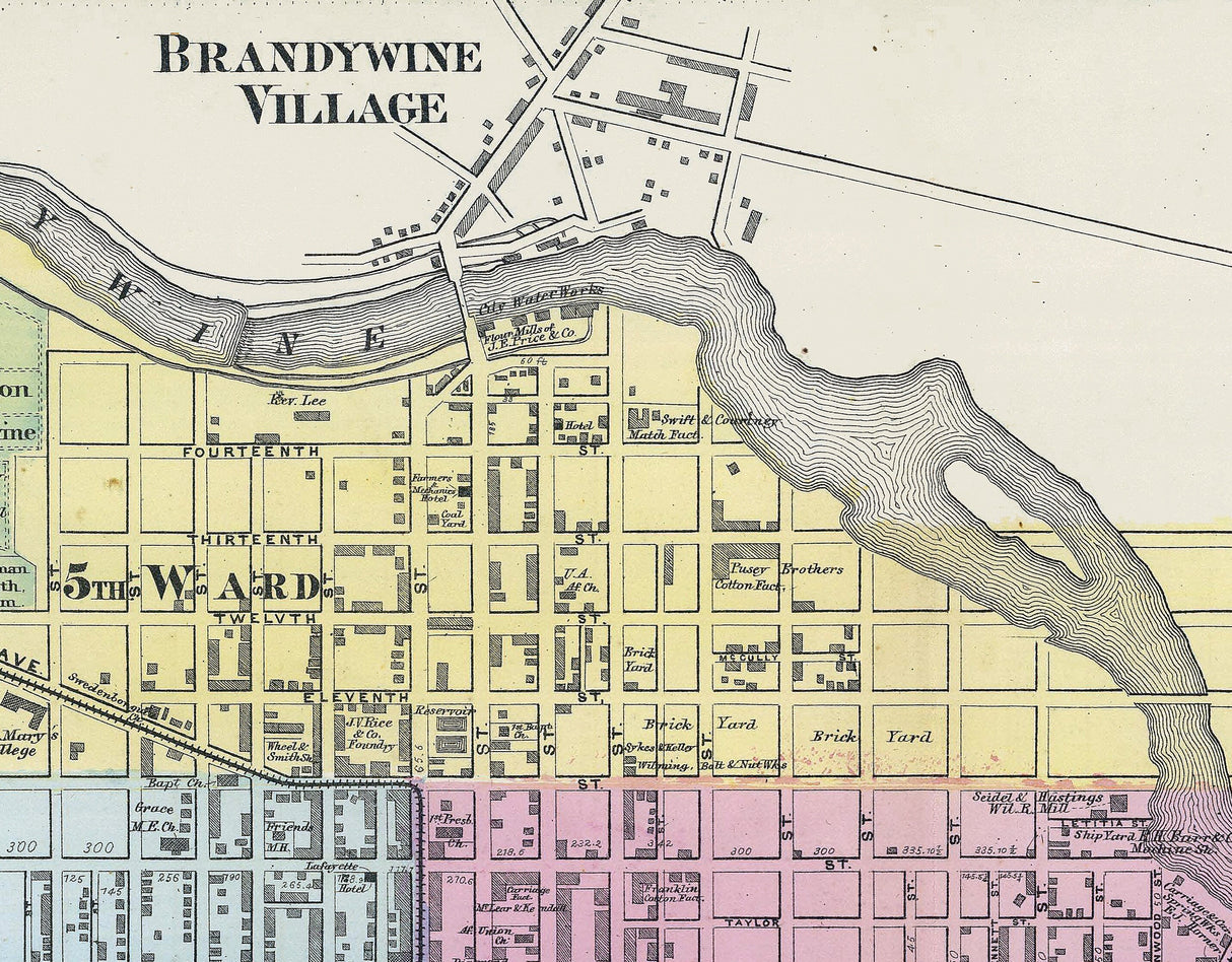 1868 Map of Wilmington New Castle County Delaware