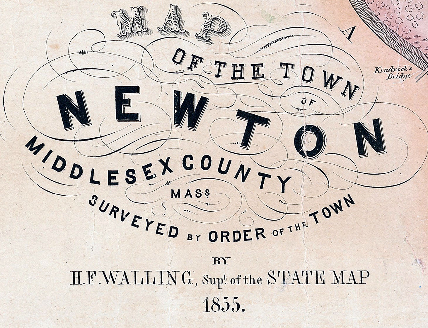 1855 Map of Newton Middlesex County Massachusetts