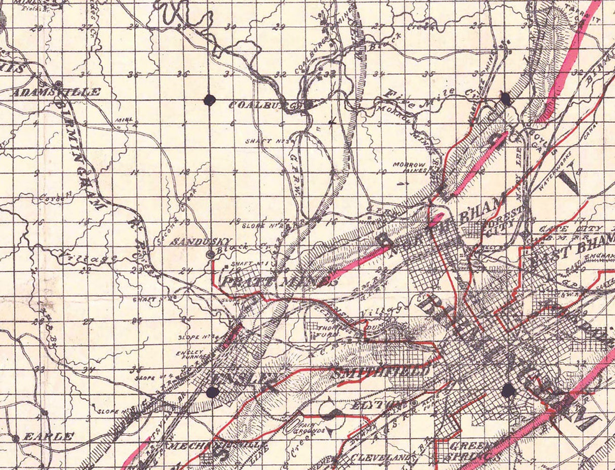 1892 Map of Jefferson County Alabama