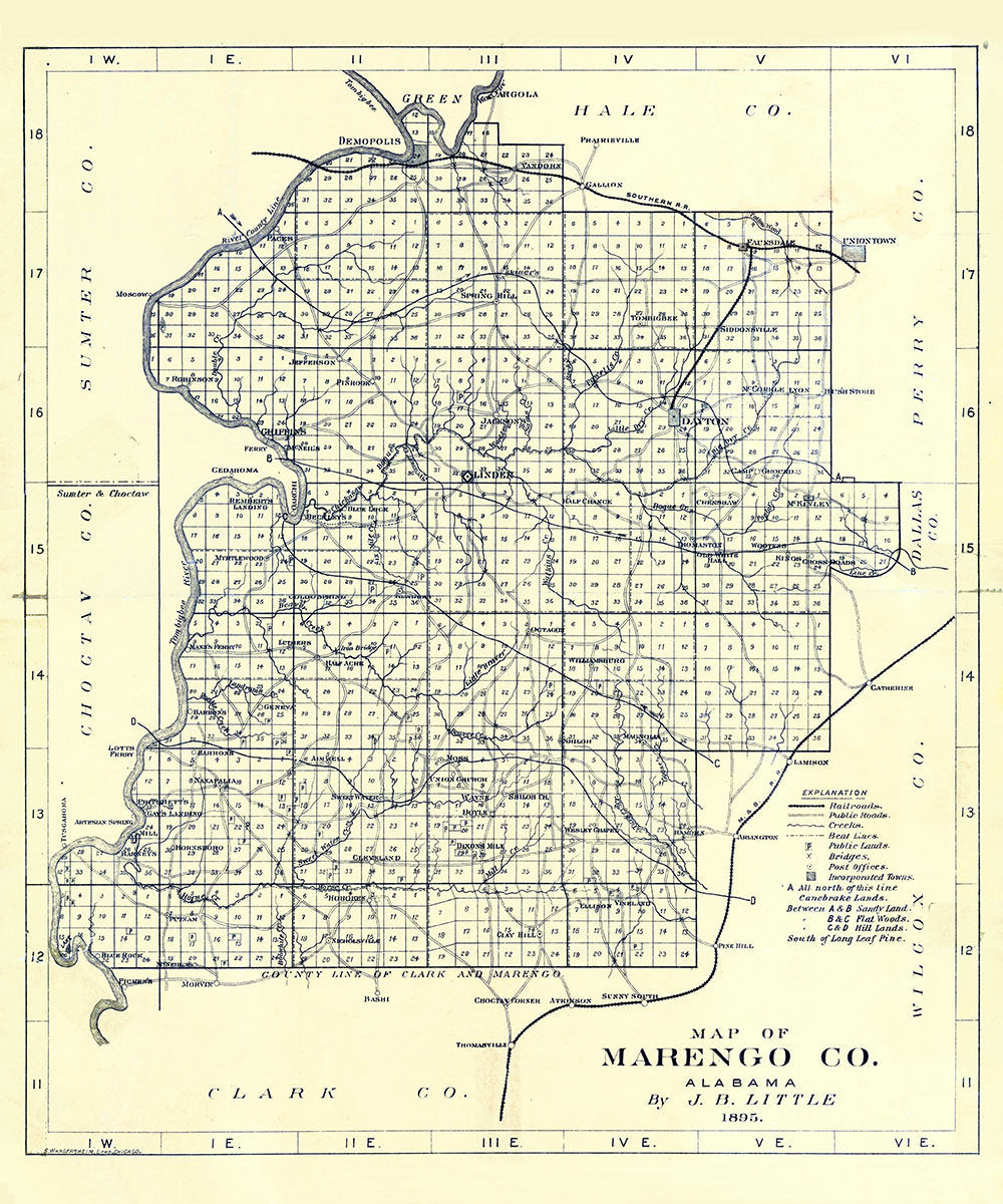 1895 Map of Marengo County Alabama
