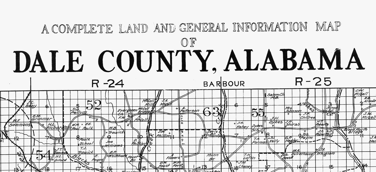 1907 Map of Dale County Alabama