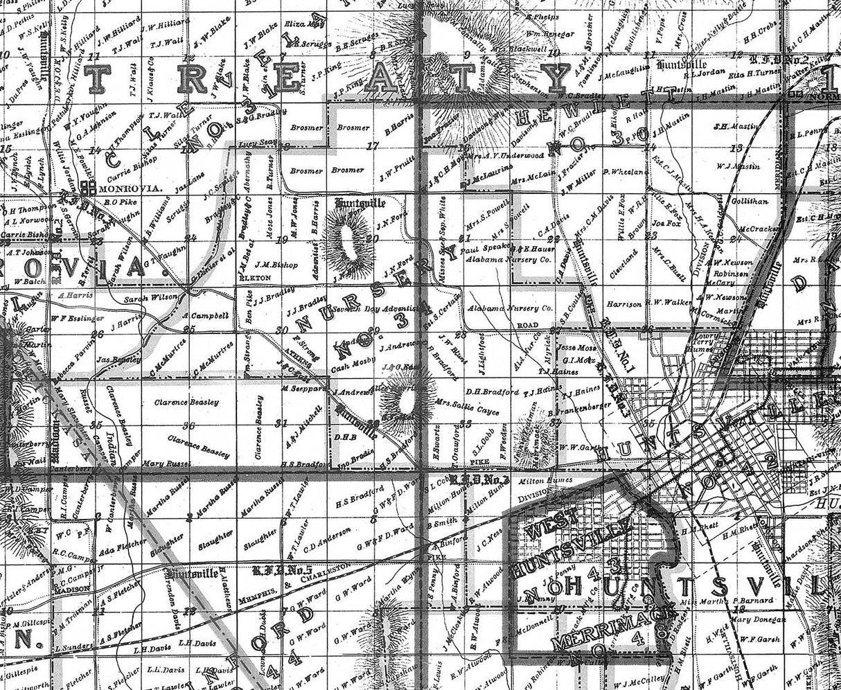 1909 Map of Madison County Alabama