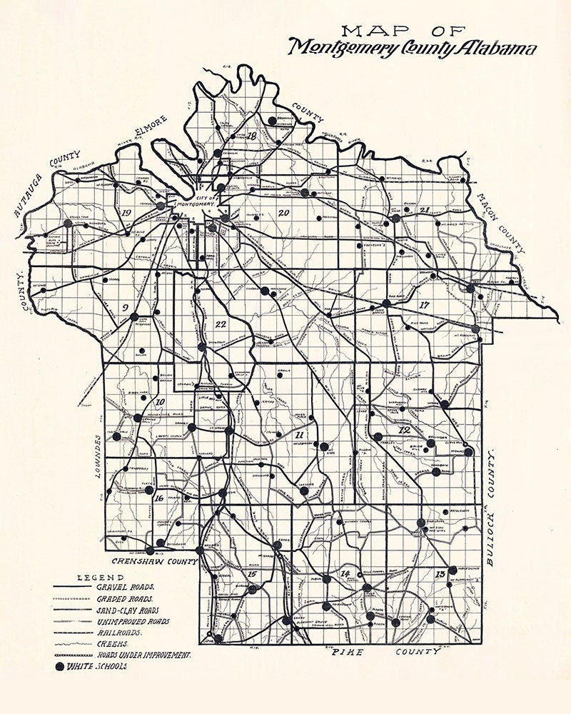 1918 Map of Montgomery County Alabama