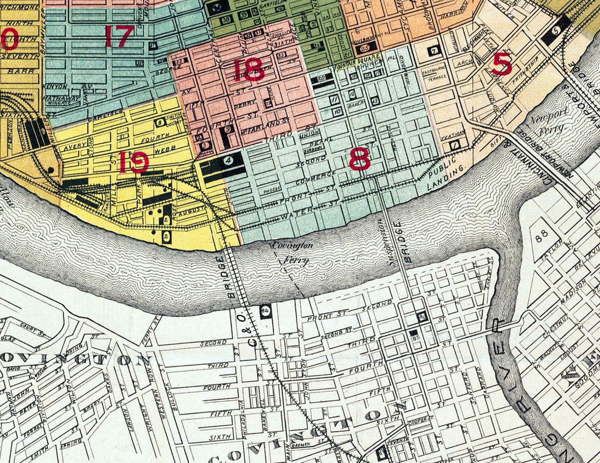 1893 Map of Cincinnati Ohio and Vicinity