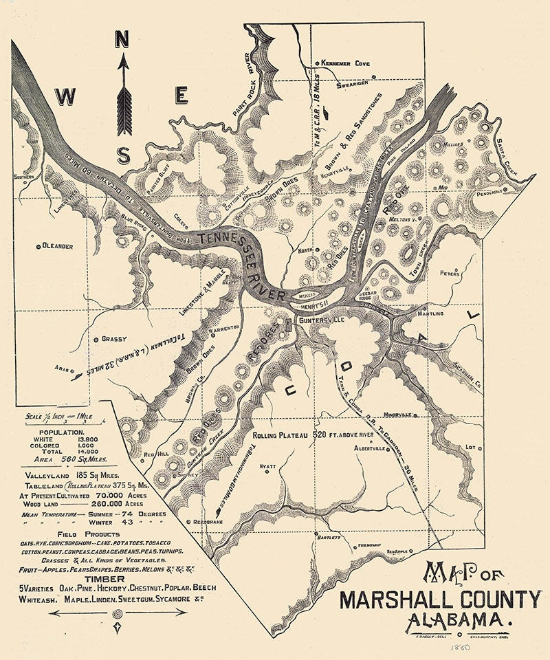 1880 Map of Marshall County Alabama