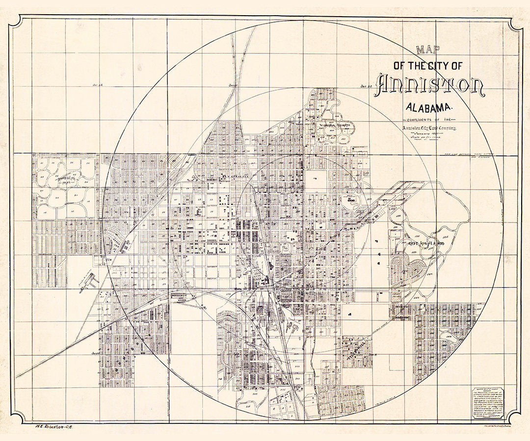 1890 Map of Anniston Alabama